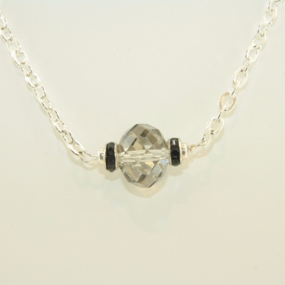 Silver Tone Necklace with Crystal Pendant - Picture 3 of 8
